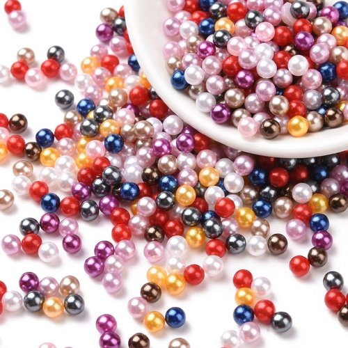 500 perles sans trou rondes acrylique multicolore nacré 2 mm - non percée - creation diy