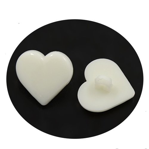 20 boutons de tige blanc forme coeur acrylique diamètre 17 mm 1 trou - creation couture diy