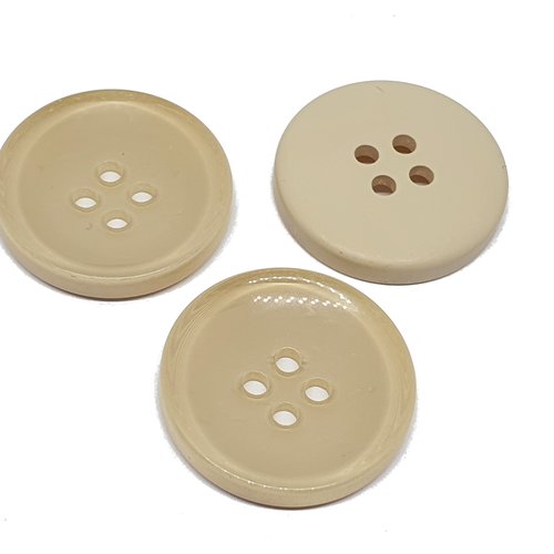 5 boutons acrylique beige rond diamètre 25 mm 4 trous - creation couture diy
