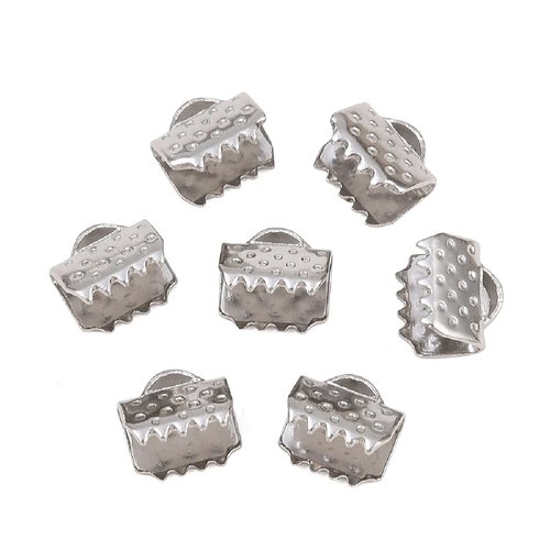 30 embouts pinces attache rubans 6 mm metal argente acier inoxydable 304 - creation bijoux perles