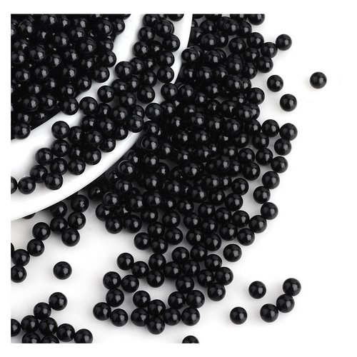 100 perles sans trou rondes acrylique noir nacré diamètre 6 mm ou 8 mm - non percée - creation diy