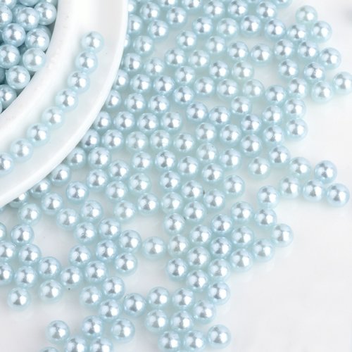 300 perles sans trou rondes acrylique bleu clair nacré diamètre 4 mm - non percée - creation diy