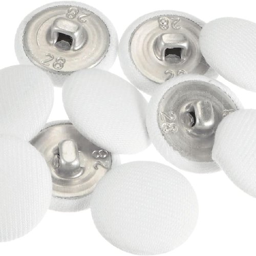 10 boutons à tige en métal recouverts de tissu blanc rond 14,5 mm - creation couture diy