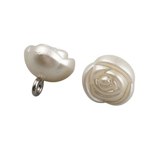 10 boutons de tige beige nacré rond forme fleur 11 mm 1 trou - creation couture diy