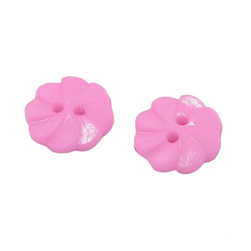 10 boutons acrylique rose forme fleur diamètre 18 mm 2 trous - creation couture diy