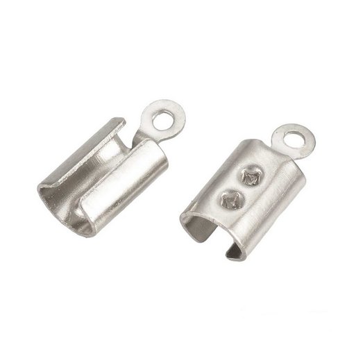 30 embouts cache noeuds a ecraser metal argente en acier inoxydable 304 - 10 x 4,5 mm - creation bijoux perles