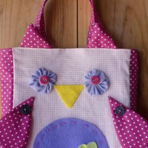 Sac "mon ami le hibou" pour enfant,entièrement doublé et solidifié