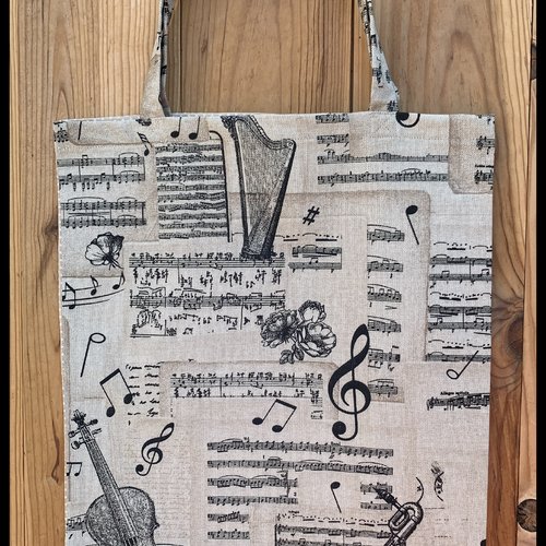 Tote bag "j'aime la musique " ,idéal pour les partitions de musique