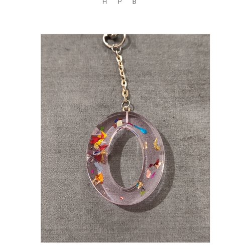 Porte clé alphabet en résine "o"