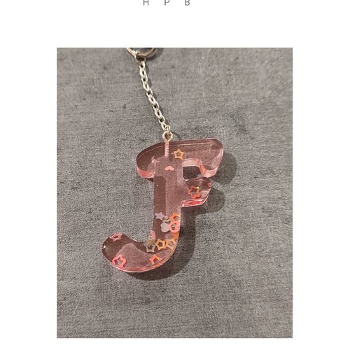 Porte clé alphabet en résine "f"