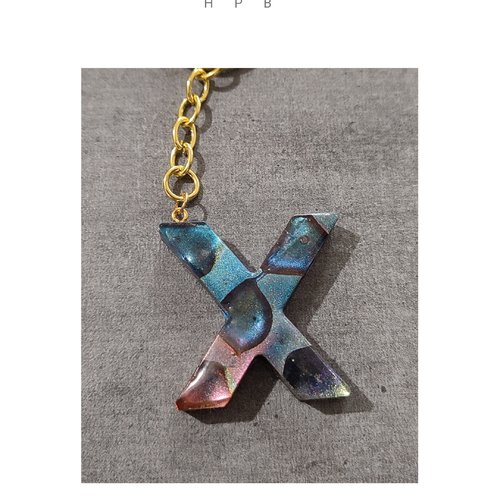 Porte clé alphabet en résine "x"