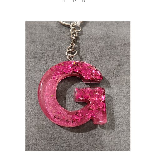 Porte clé alphabet en résine "g"