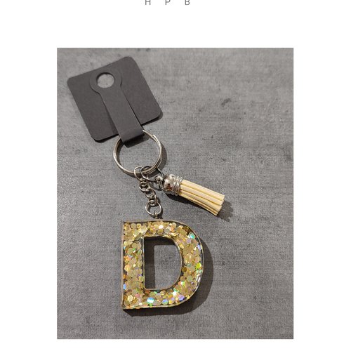 Porte clé alphabet en résine "d"