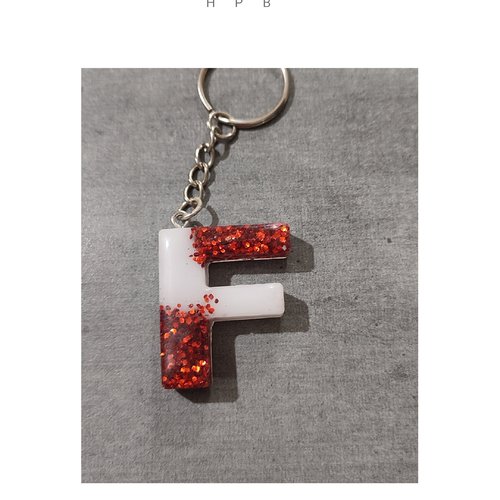 Porte clé alphabet en résine "f"