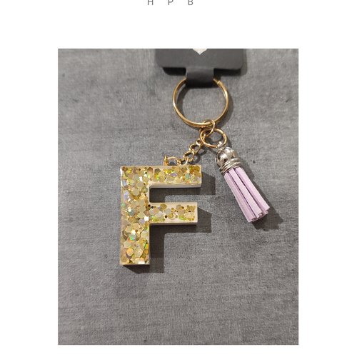Porte clé alphabet en résine "f"