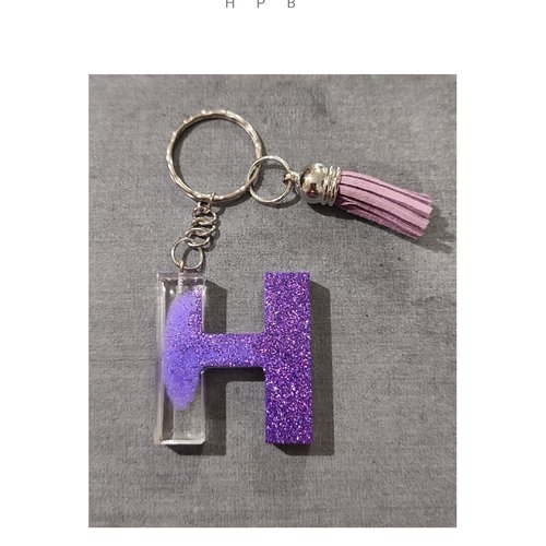 Porte clé alphabet en résine "h"