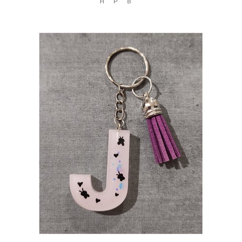 Porte clé alphabet en résine "j"