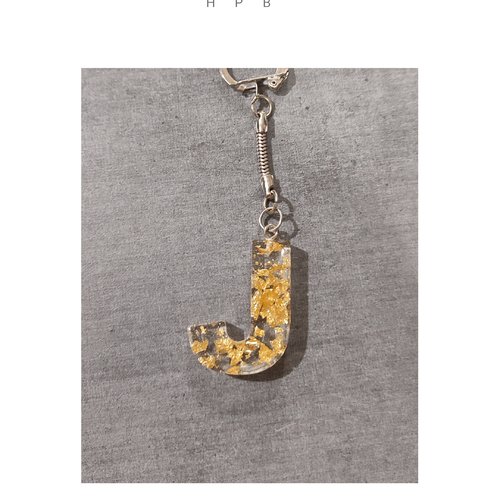 Porte clé alphabet en résine "j"