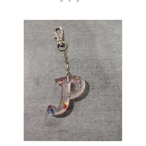 Porte clé alphabet en résine "p"