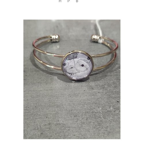 Bracelet métal argenté fleurs