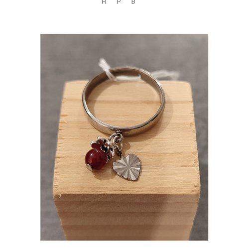 Bague réglable cornaline