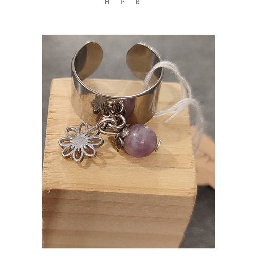 Bague réglable lépidolite