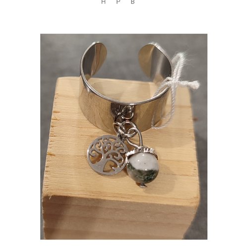 Bague réglable agate arbre