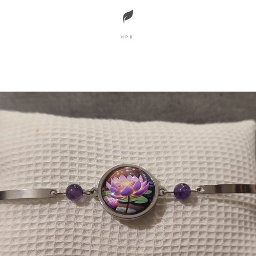 Bracelet semi rigide cabochon et pierres naturelles