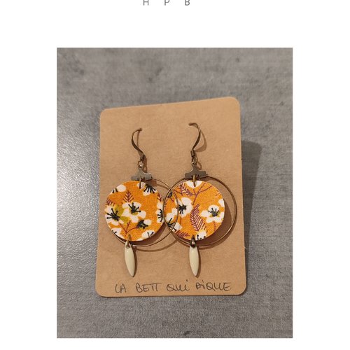 Boucles d'oreilles métal et tissu