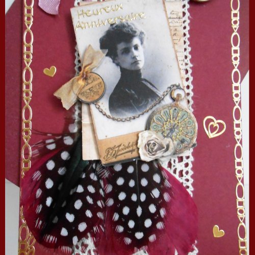 carte anniversaire vintage femme Carte Anniversaire Vintage Bordeaux Pour Femme Un Grand Marche carte anniversaire vintage femme