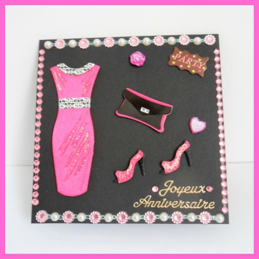 Carte Anniversaire Fashion Noire Et Fuchsia Un Grand Marche