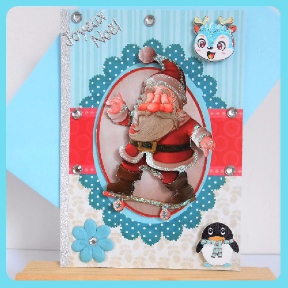 Carte De Voeux Humoristique Pere Noel En Skateboard Un Grand Marche