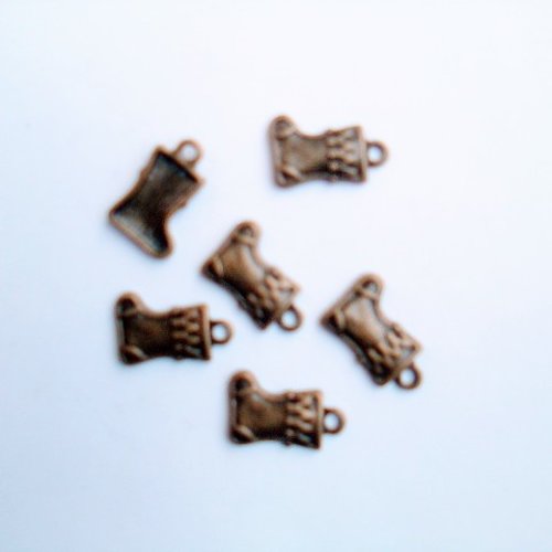 Breloques bottes de noël métal bronze x5