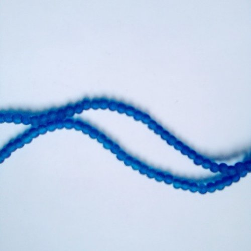 Perles opaques givrees bleues 4mm x10