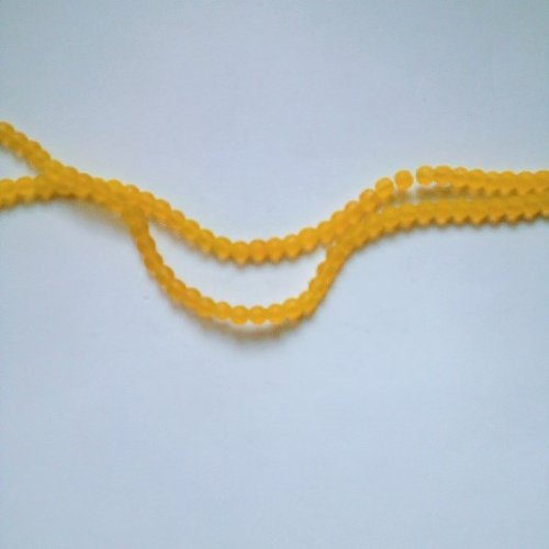 Perles opaques givrees jaune 4mm x10