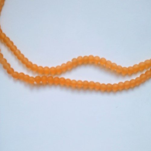 Perles opaques givrees orange 4mm x10