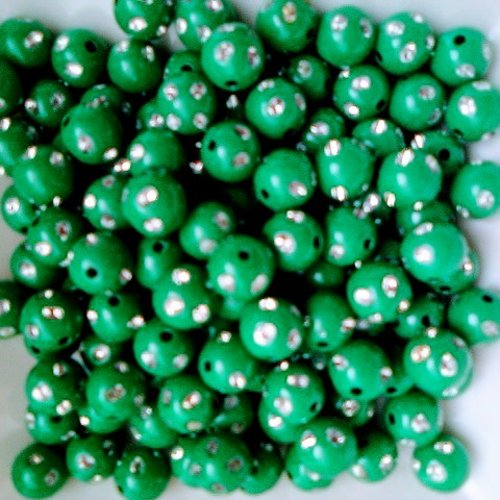 Perles strass acryliques vert foncé 6mm x10