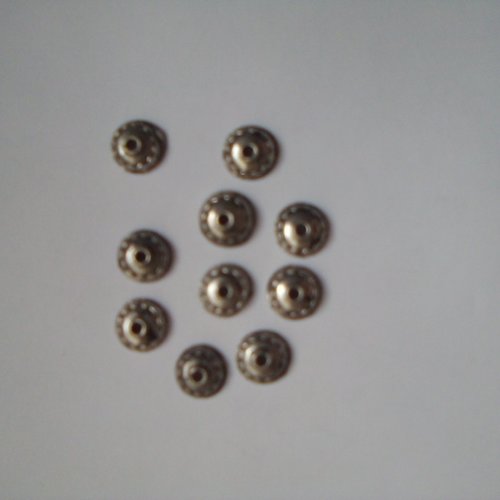 Coupelles ou caps métal argenté ronde 9mmx10