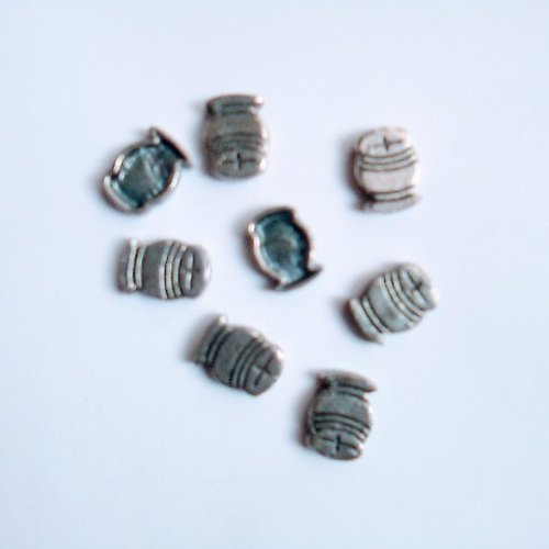 Perles percées métal argenté sac 10mmx8