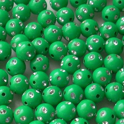 Perles strass acryliques vert foncées 6mm x10