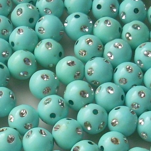 Perles strass acryliques bleues ciel 6mm x10