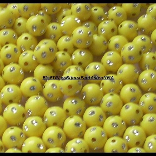 Perles strass acryliques jaunes 6mm x10
