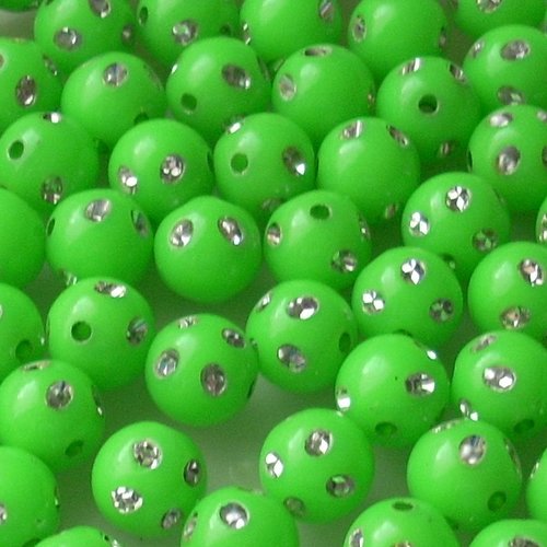 Perles strass acryliques 6mm vert x10
