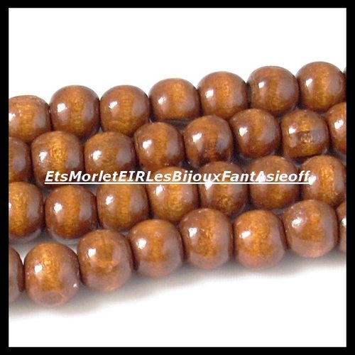Perles en bois marron ronde 10mm x10