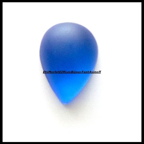 Cabochon forme goutte bleu opaque givré x1
