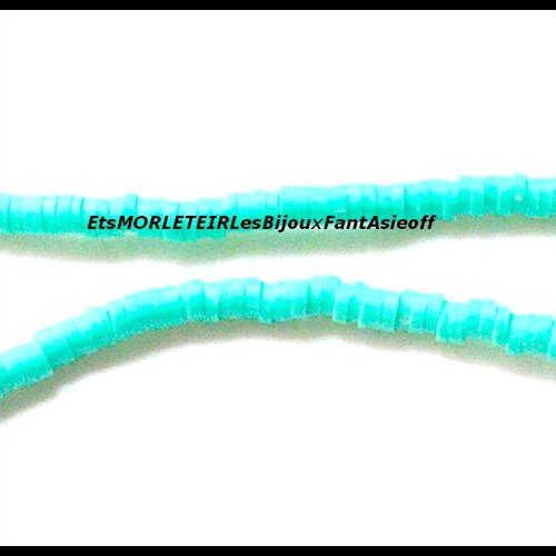 Fil de perles heishi turquoise 39cm x2mm