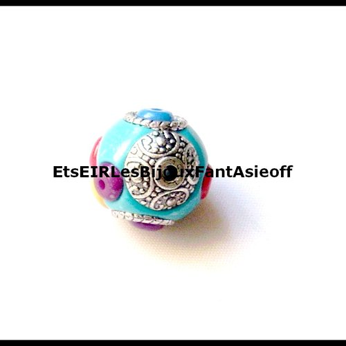 Perle indonesienne turquoise 15 mm