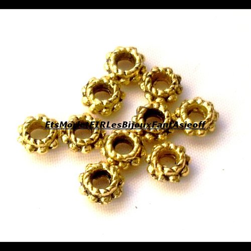 Perles rondelles métal dorées séparatrices de bracelet ou collier 10mm x10