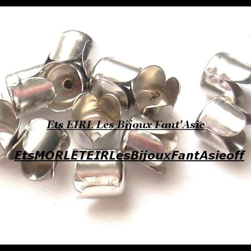 Embouts métal silver terminaison de collier ou bracelet forme tulipe 10mm x10
