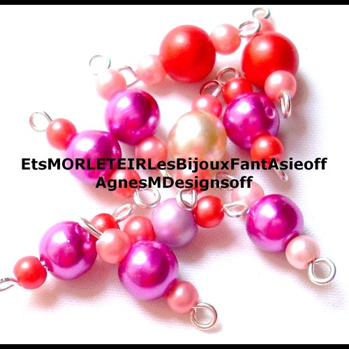 Séparateurs breloques en perles acryliques couleurs camaieu rose